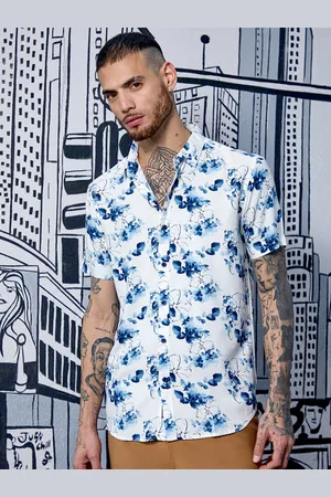 Campus Classic Fit Floral Printed Spread Collar Short Sleeves Casual Shirt