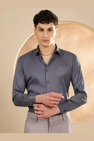 DENNISON Spread Collar Long Sleeves Smart Satin Party Shirt
