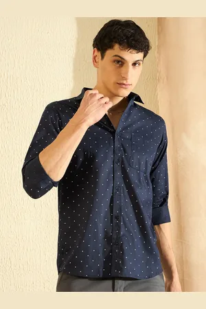 DENNISON Men Navy Blue Smart Slim Fit Opaque Printed Formal Shirt