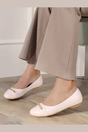Elle Embellished Round Toe Slip-On Ballerinas