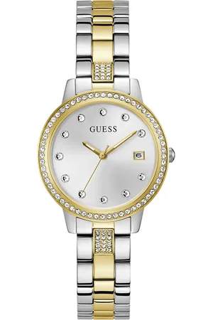 Guess Women Embellished Dial & Stainless Steel Analogue Calendar Watch GW0725L1