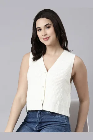 SHOWOFF Women Ribbed Crop Sweater Vest