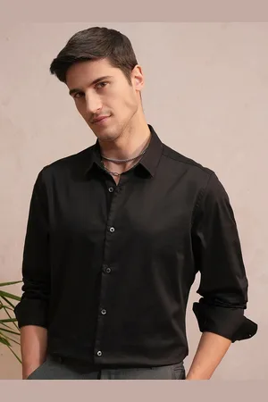 LocoMotive Luxe Satin Solid Evening Party Shirt