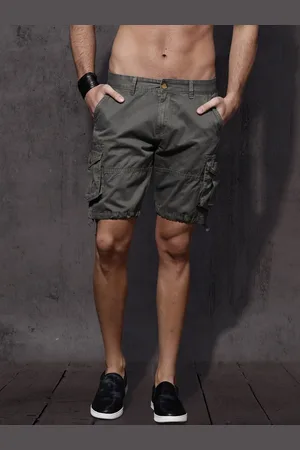 Roadster Men Grey Solid Regular Fit Cargo Shorts