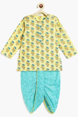 Campana Boys Floral Printed Regular Pure Cotton Kurta with Dhoti Pants
