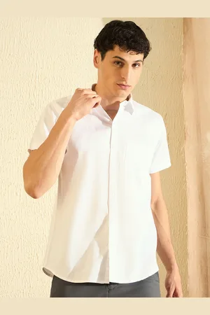 DENNISON Men White Smart Slim Fit Solid Pure Cotton Formal Shirt