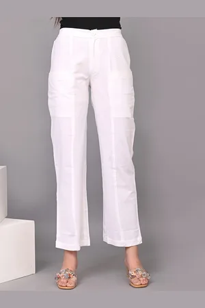 IQRAAR Women Cotton Mid Rise Trousers