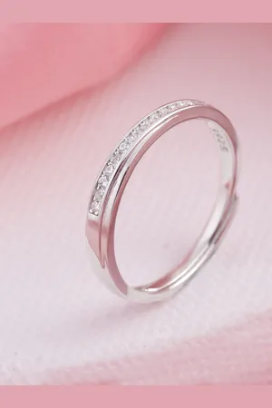 Zavya Women Rhodium-Plated CZ Studded 925 Sterling Silver Finger Ring