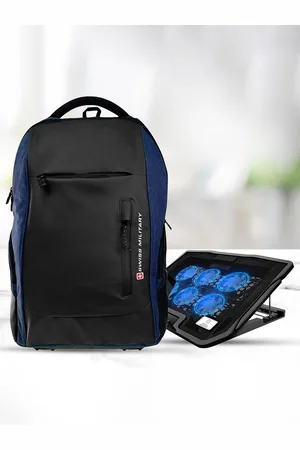 Swiss Military Unisex Blue Brand Logo Backpack with USB Charging Port