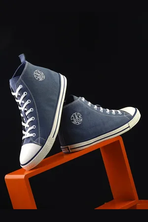 SPYKAR Men Colourblocked Comfort Insole Contrast Sole Canvas High- Top Lace-Ups Sneakers