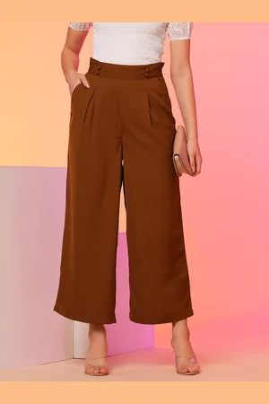 Globus High-Rise Pleated Back Frilled Waist Wide Leg Trousers