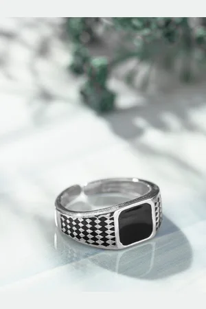 Zavya Men 925 Pure Sterling Silver Rhodium-Plated Adjustable Finger Ring