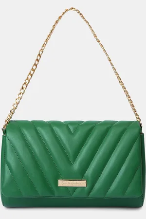 Mast & Harbour Green Textured PU Structured Shoulder Bag with Quilted