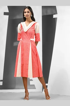 Charukriti Striped Cotton A-Line Midi Dress