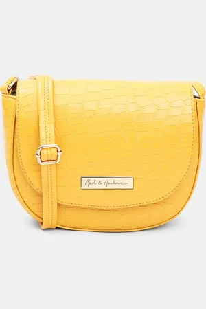 Mast & Harbour Yellow Textured Structured Sling Bag