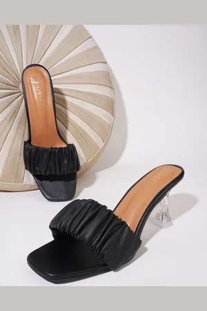 JM Looks Textured Open Toe Slim Heels