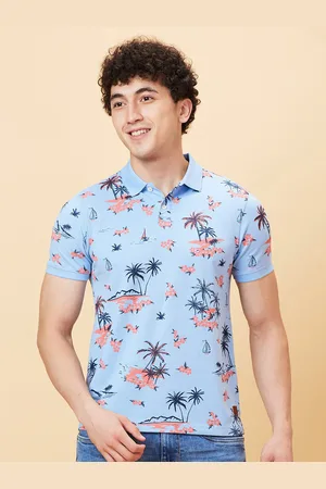 Being Human Floral Printed Cotton Polo Collar Short Sleeves Casual T-shirt