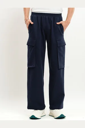 FREAKINS Men Straight Fit High-Rise Clean Look Cotton Cargo Jeans