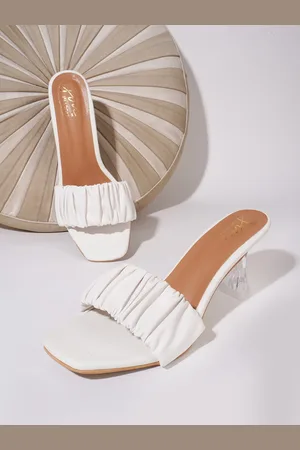 JM Looks Textured Open Toe Slim Heels