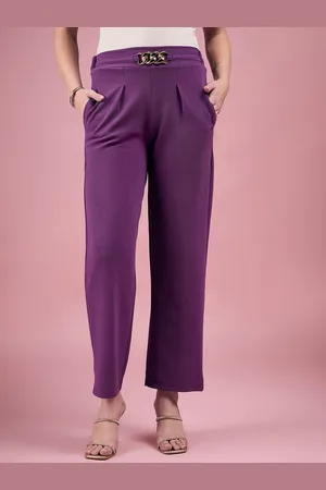DressBerry Women Purple Smart High-Rise Wrinkle Free Regular Trousers