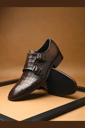 CARLO ROMANO Men Textured Leather Formal Slip-Ons