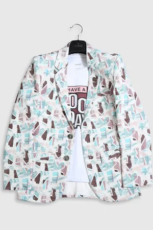 CAVIO Boys Printed Pure Cotton Blazers & T-Shirt
