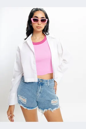 FREAKINS Women High-Rise Denim Shorts