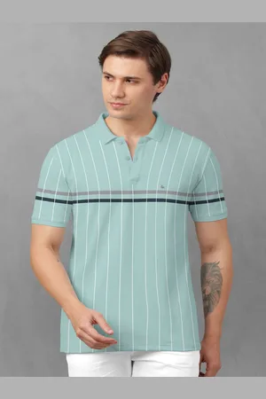 bullmer Striped Polo Collar Cotton T-shirt