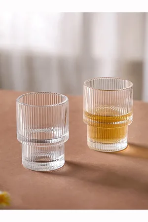 Nestasia Set Of 6 Stackable Ribbed Drinking Glasses 200ml