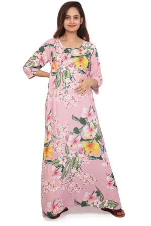 Baby Moo Floral Printed Tie-ups Maternity Maxi Dress