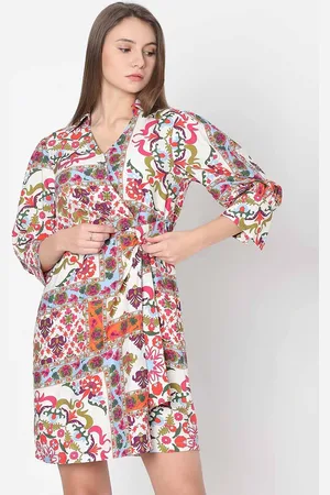 VERO MODA Ethnic Motifs Printed Bell Sleeves Wrap Midi Dress