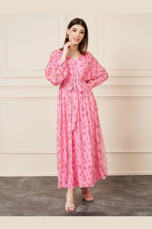 Styli Floral Print Dolman Sleeves Maxi Dress