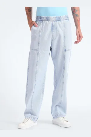 Flying Machine Men Cobain 90s Loose Fit High-Rise Heavy Fade Stretchable Jeans