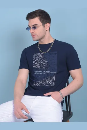 Crimsoune Club Abstract Printed Slim Fit Cotton T-shirt