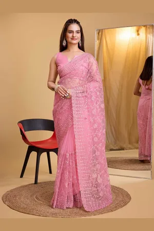 VAIRAGEE Ethnic Motifs Embroidered Net Saree