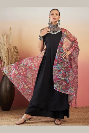 InWeave Women Empire Kurta with Palazzos & With Dupatta