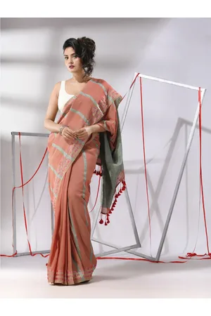 Charukriti Striped Zari Detailed Pure Cotton Saree