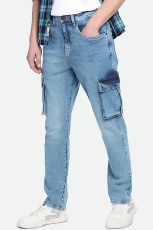 Dennis Lingo Men Straight Fit Heavy Fade Stretchable Cargo Denim