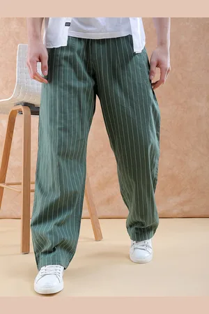 men striped loose fit trousers