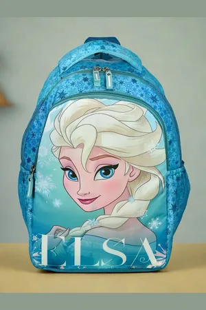 Kuber Industries Kids Disney Elsa Printed 3 Compartments Graphic School Backpack