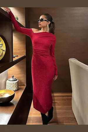 Buy LULU & SKY Ribbed Bishop Sleeves A Line Dress - Dresses for Women  26191600 | Myntra