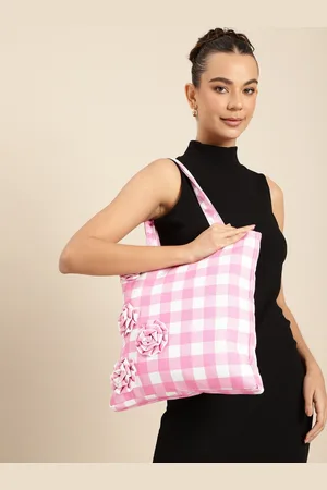 DressBerry Checked Oversized Shopper Tote Bag with Applique