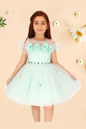CUTECUMBER Girls Floral Applique Above Knee Flared Fit & Flare Dress