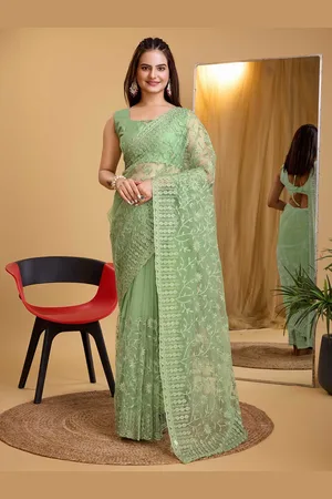 VAIRAGEE Ethnic Motifs Embroidered Net Saree