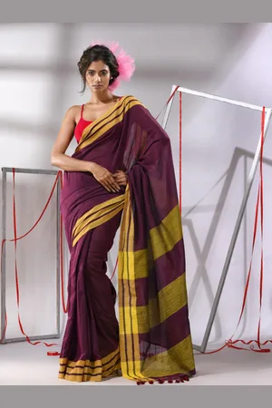 Charukriti Striped Border Pure Cotton Saree