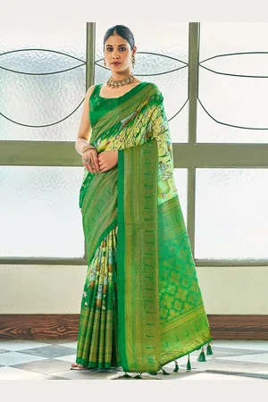 Buy Mitera Olive Green & Black Handloom Pure Cotton Striped Saree - Sarees  for Women 10370561 | Myntra