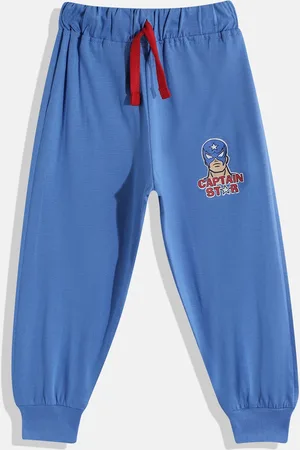 Eteenz Boys Premium Cotton Mid-Rise Captain Star Print Detail Joggers