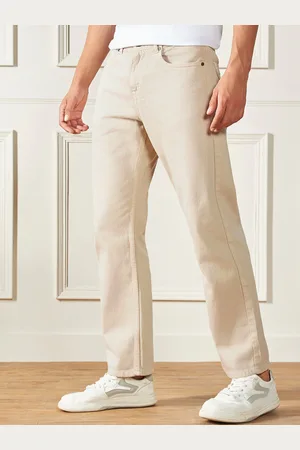 Dennis Lingo Men Relaxed Fit Clean Look Ecru Pure Cotton Jeans