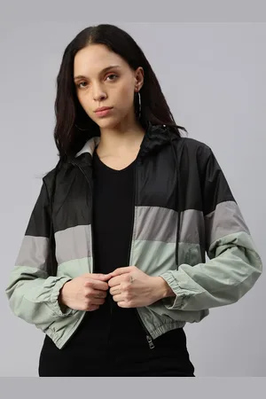VOXATI Women Colourblocked No Crop Bomber Jacket