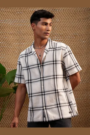 LocoMotive Premium Men Windowpane Checks Opaque Checked Casual Shirt